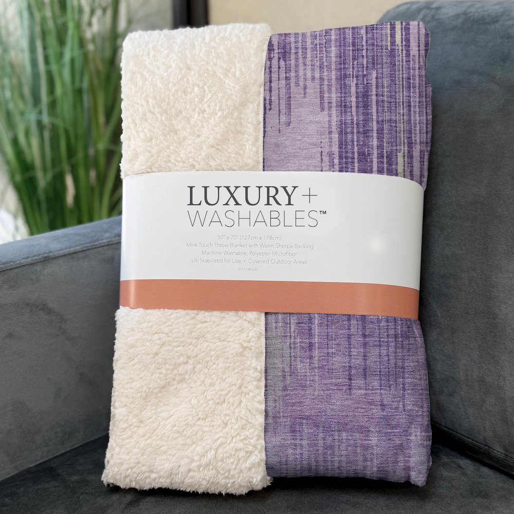 Premium Machine Washable ASB893 Purple 50" x 70" Sherpa Throw Blanket