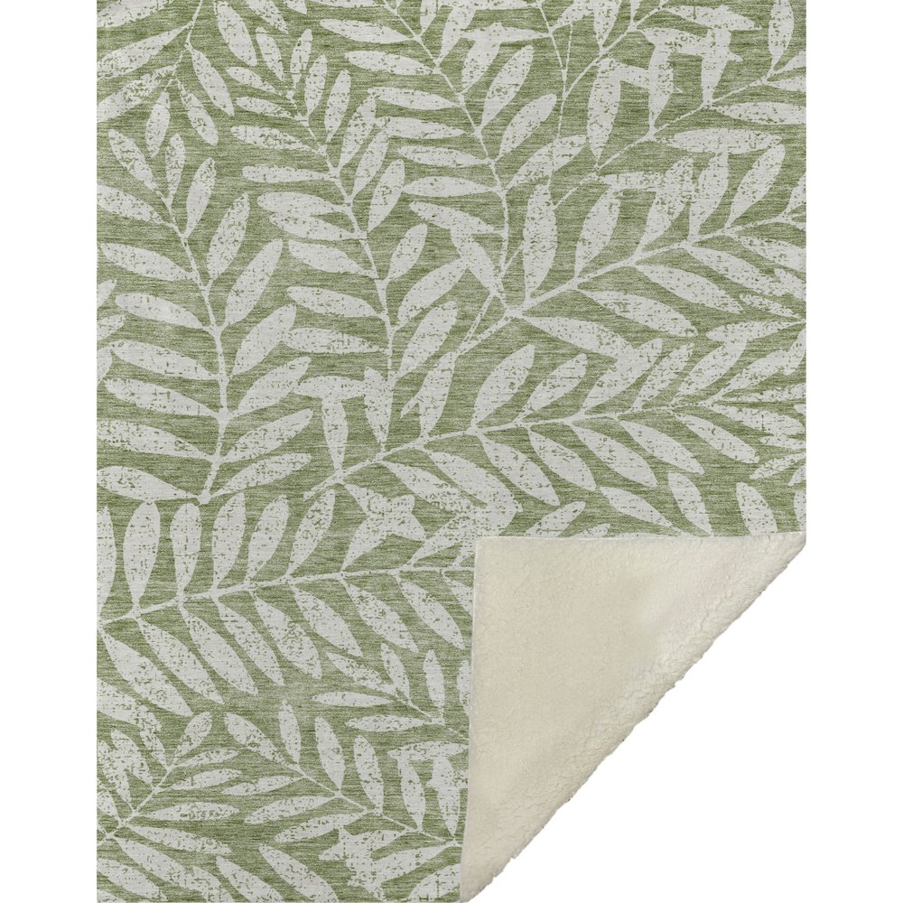 Premium Machine Washable ASB899 Green 50" x 70" Sherpa Throw Blanket