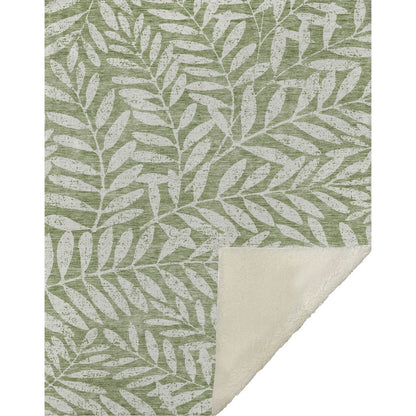 Premium Machine Washable ASB899 Green 50" x 70" Sherpa Throw Blanket