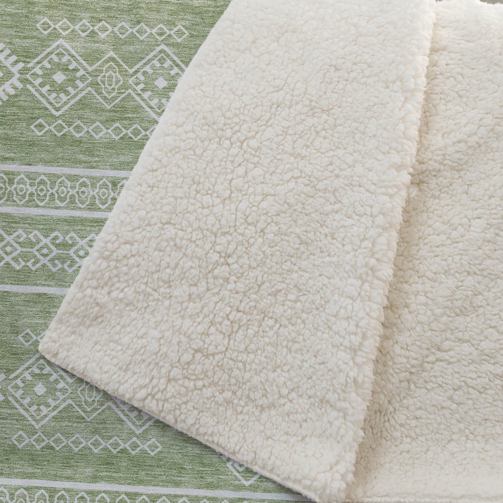 Premium Machine Washable ASB901 Green 50" x 70" Sherpa Throw Blanket