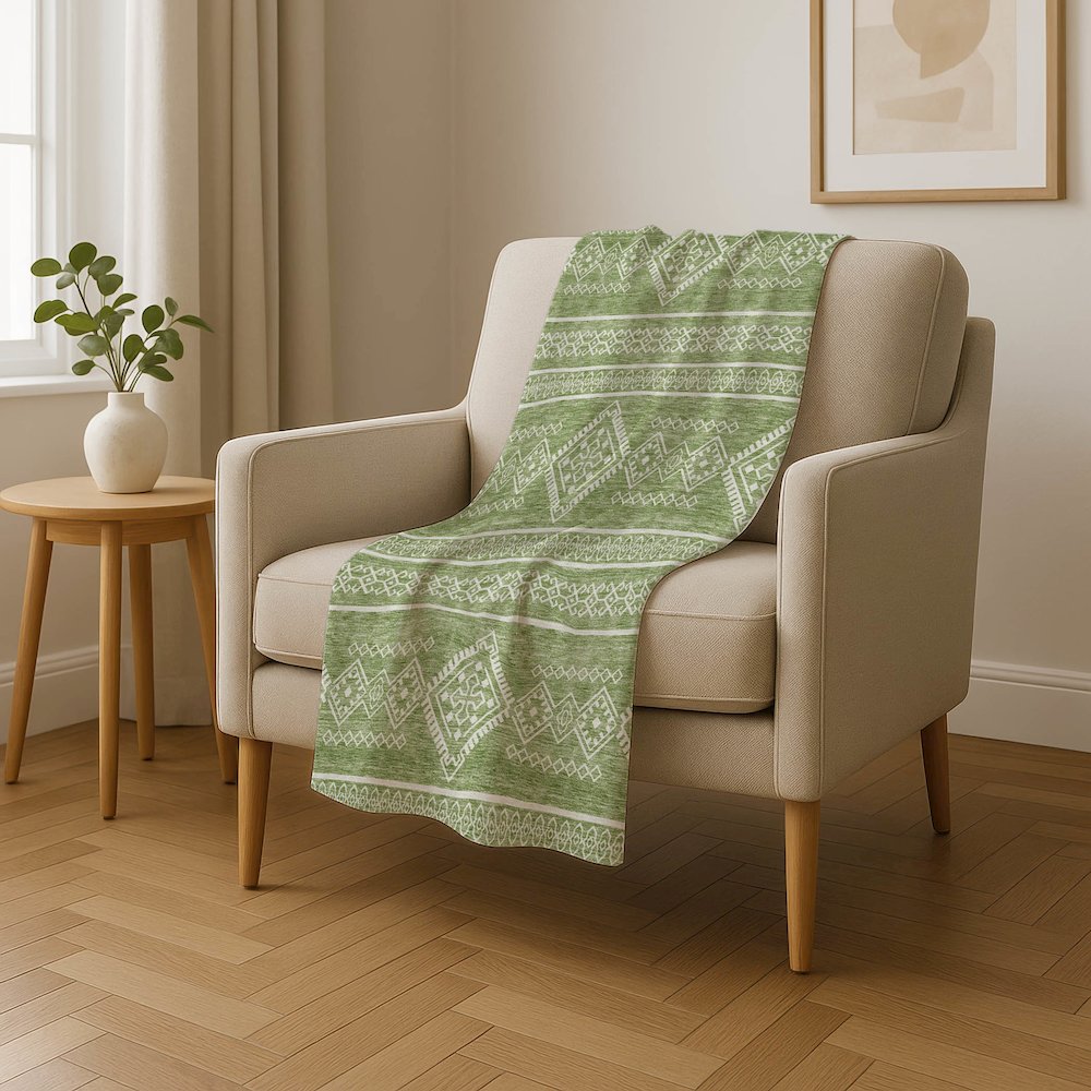 Premium Machine Washable ASB901 Green 50" x 70" Sherpa Throw Blanket