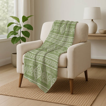 Premium Machine Washable ASB901 Green 50" x 70" Sherpa Throw Blanket