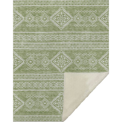 Premium Machine Washable ASB901 Green 50" x 70" Sherpa Throw Blanket
