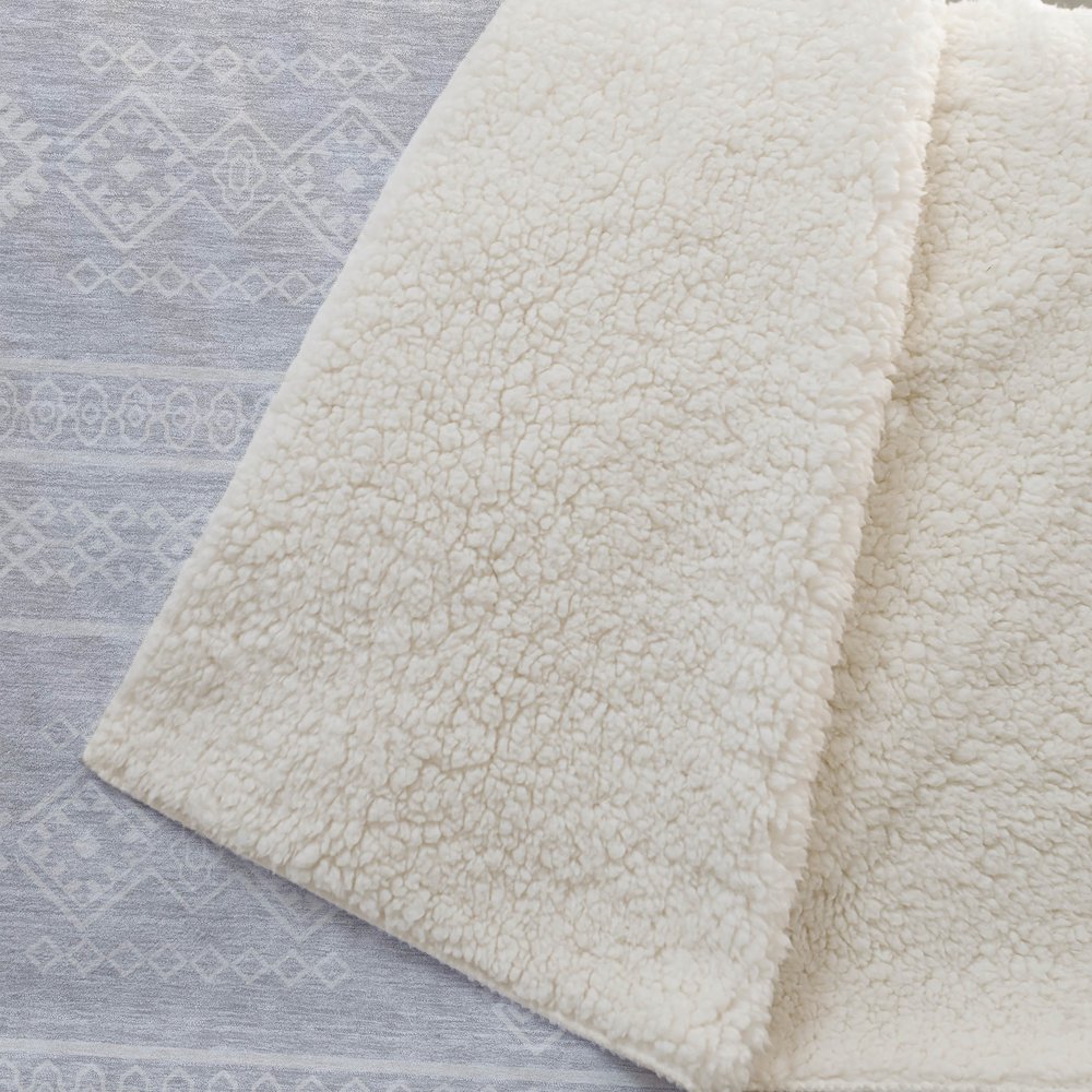 Premium Machine Washable ASB901 Silver 50" x 70" Sherpa Throw Blanket