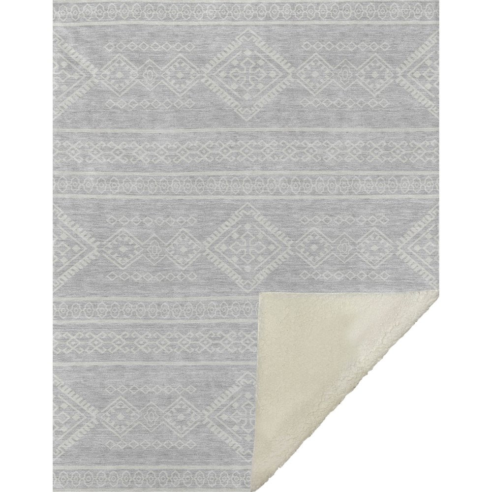 Premium Machine Washable ASB901 Silver 50" x 70" Sherpa Throw Blanket