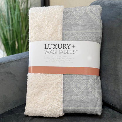Premium Machine Washable ASB901 Silver 50" x 70" Sherpa Throw Blanket