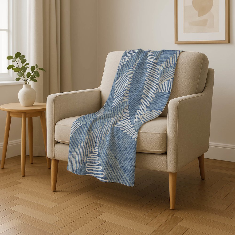 Premium Machine Washable ASB904 Blue 50" x 70" Sherpa Throw Blanket