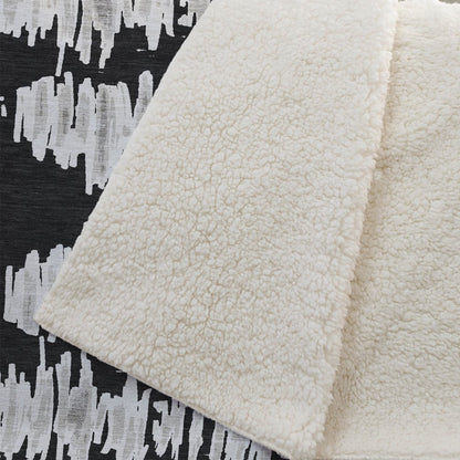 Premium Machine Washable ASB905 Black 50" x 70" Sherpa Throw Blanket
