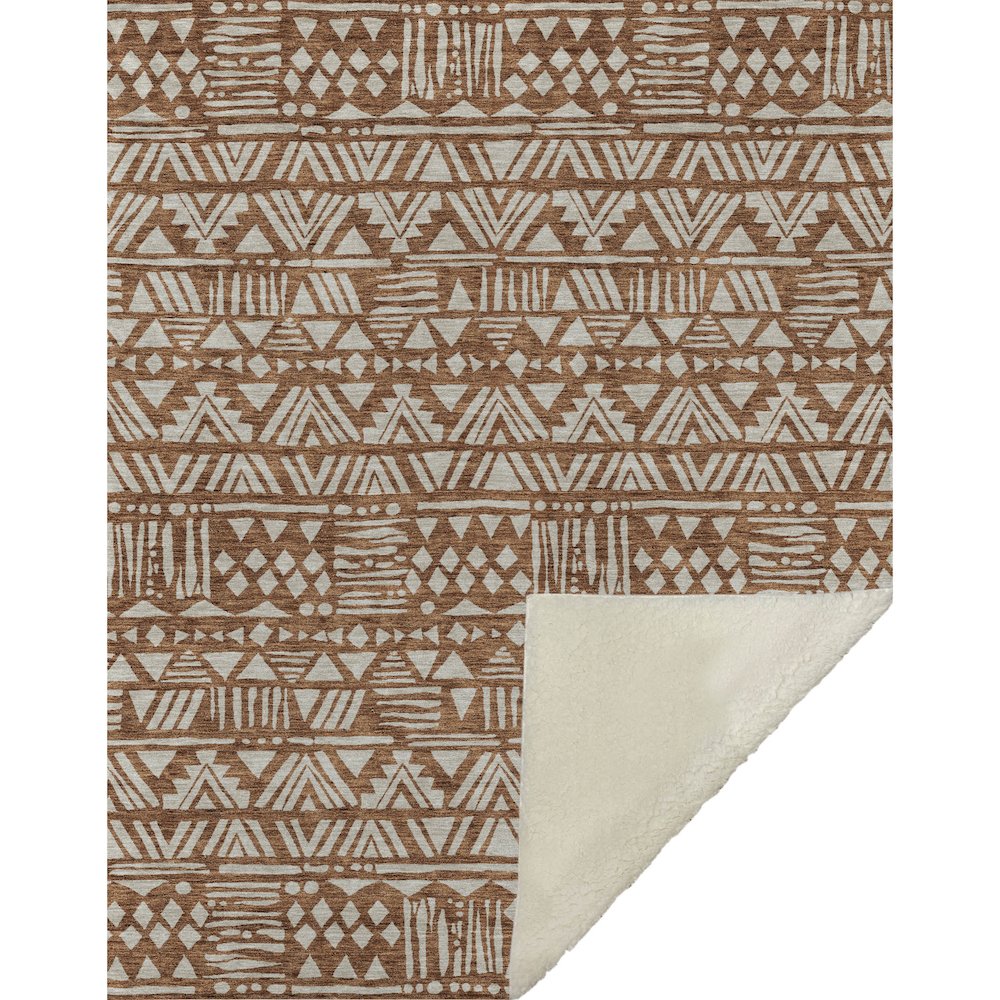 Premium Machine Washable ASB907 Terracotta 50" x 70" Sherpa Throw Blanket
