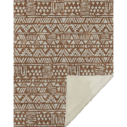 Premium Machine Washable ASB907 Terracotta 50" x 70" Sherpa Throw Blanket