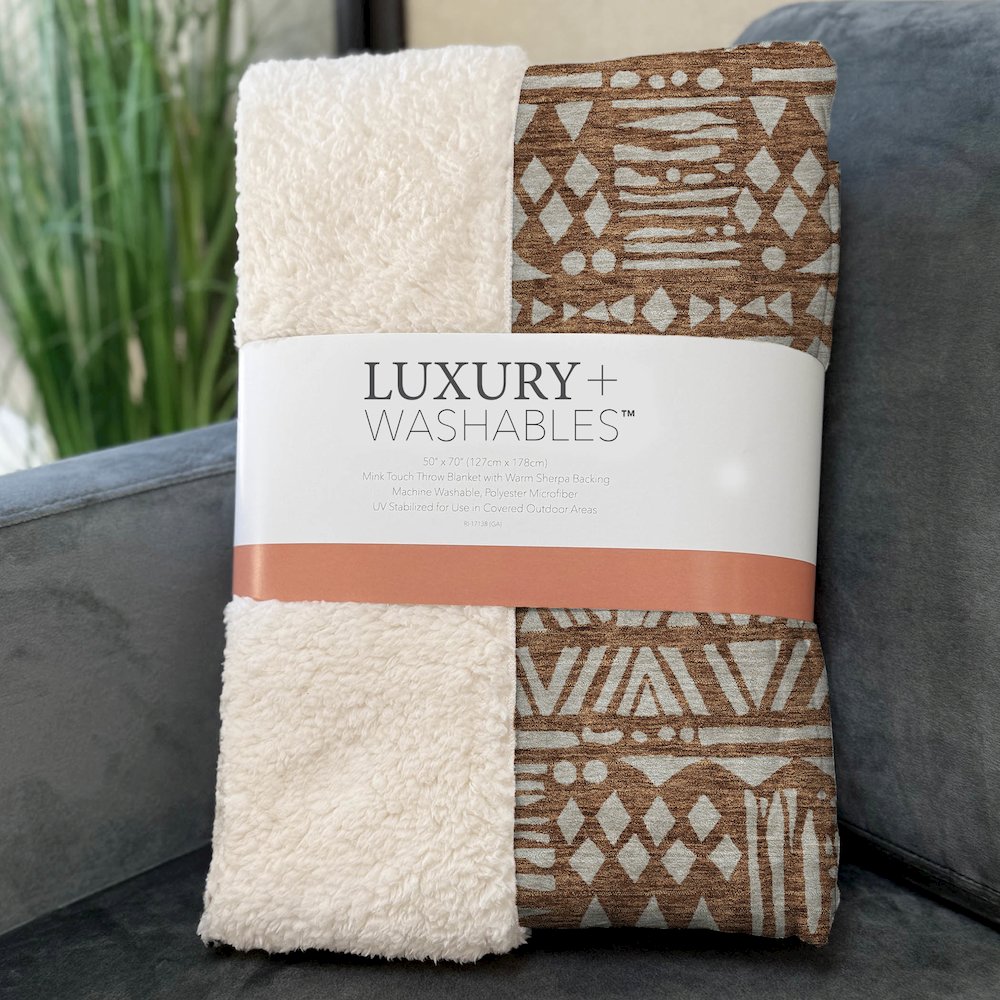 Premium Machine Washable ASB907 Terracotta 50" x 70" Sherpa Throw Blanket