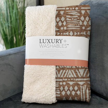 Premium Machine Washable ASB907 Terracotta 50" x 70" Sherpa Throw Blanket
