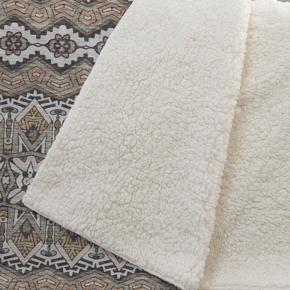 Premium Machine Washable ASB909 Taupe 50" x 70" Sherpa Throw Blanket