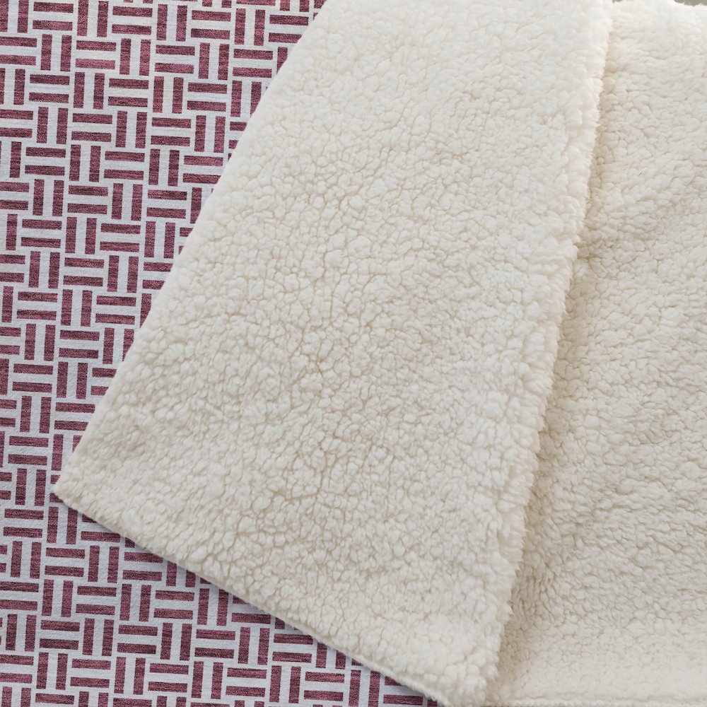Premium Machine Washable ASB911 Burgundy 50" x 70" Sherpa Throw Blanket