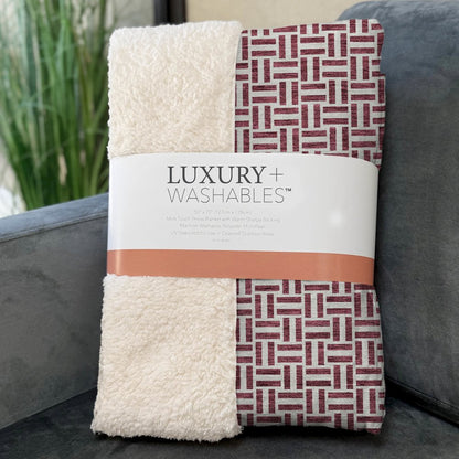 Premium Machine Washable ASB911 Burgundy 50" x 70" Sherpa Throw Blanket