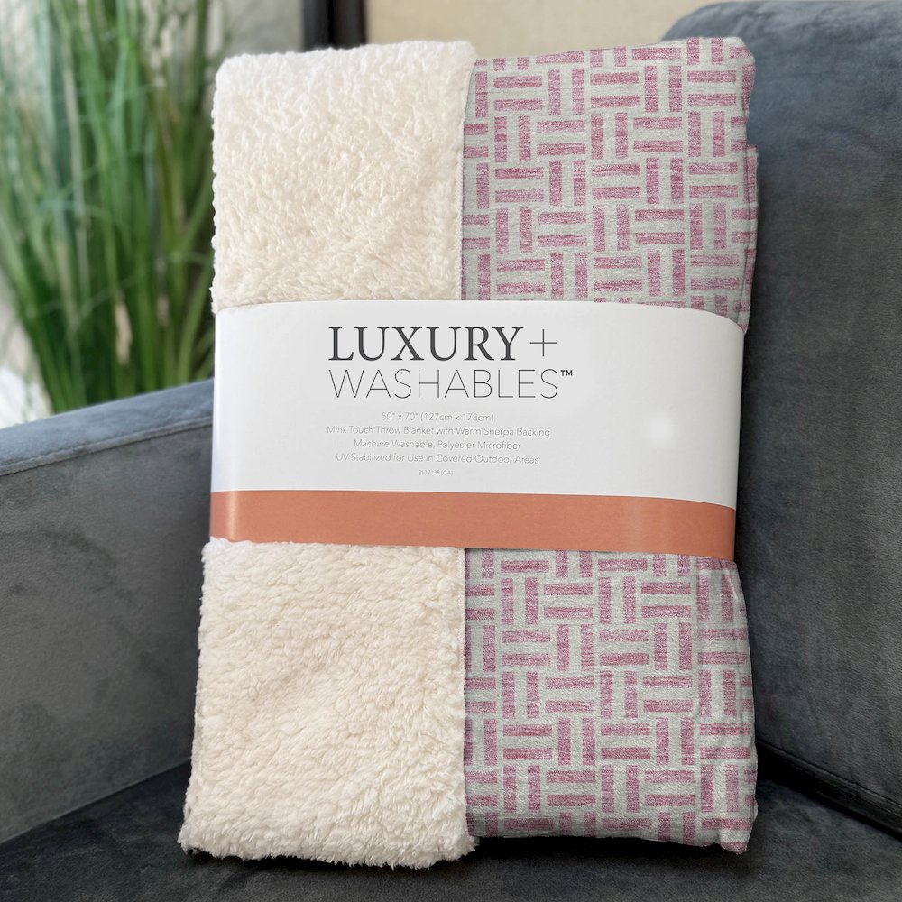 Premium Machine Washable ASB911 Pink 50" x 70" Sherpa Throw Blanket