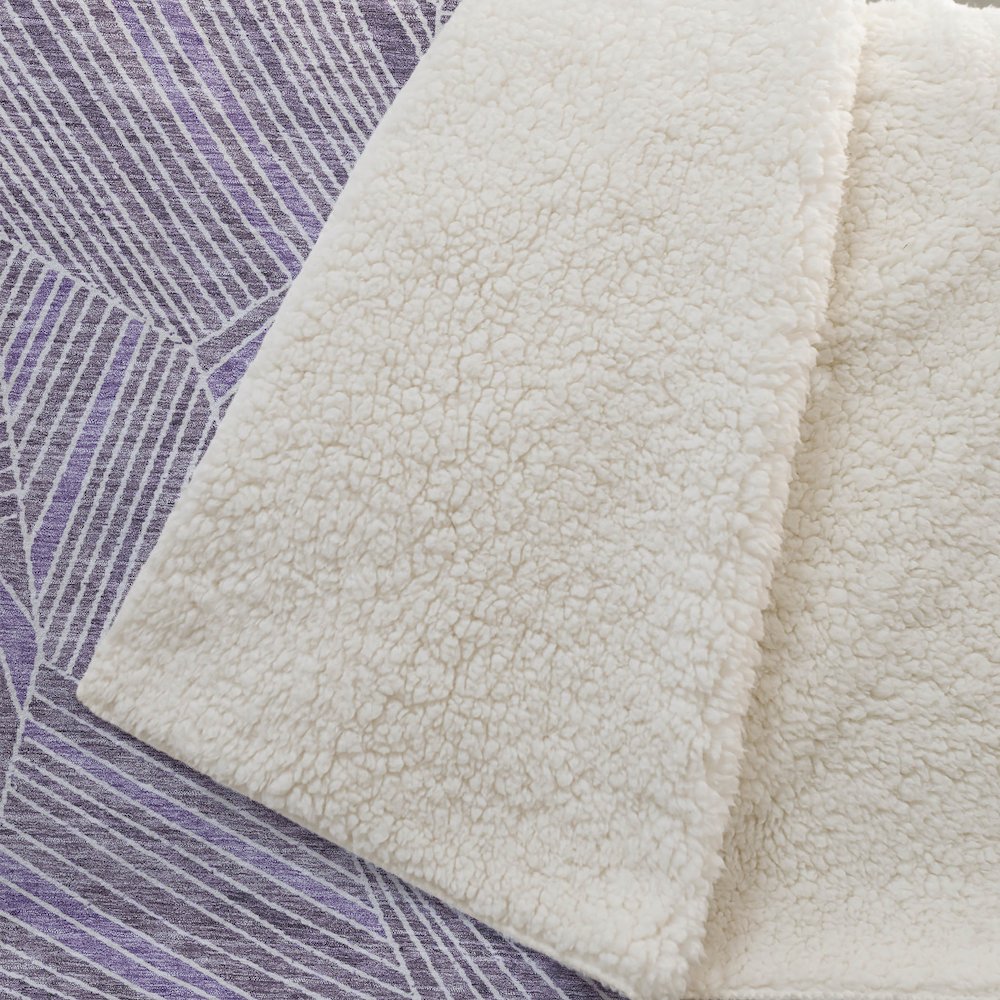 Premium Machine Washable ASB915 Purple 50" x 70" Sherpa Throw Blanket