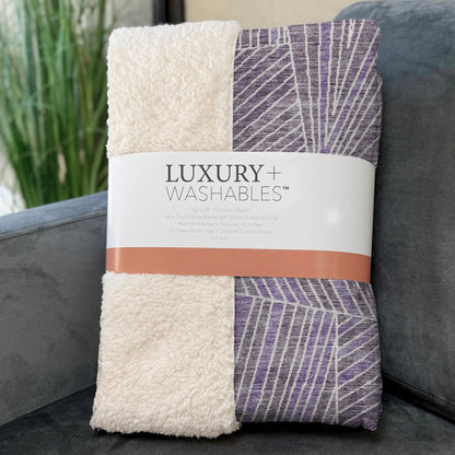 Premium Machine Washable ASB915 Purple 50" x 70" Sherpa Throw Blanket