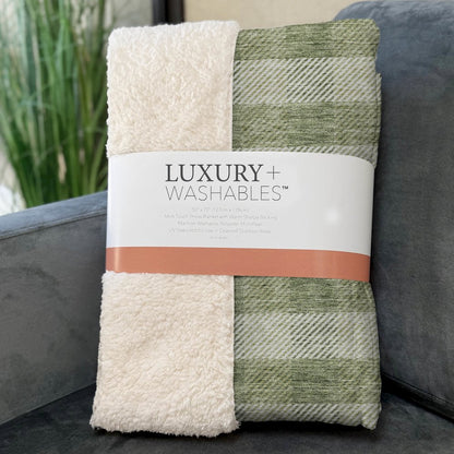 Premium Machine Washable ASB924 Green 50" x 70" Sherpa Throw Blanket