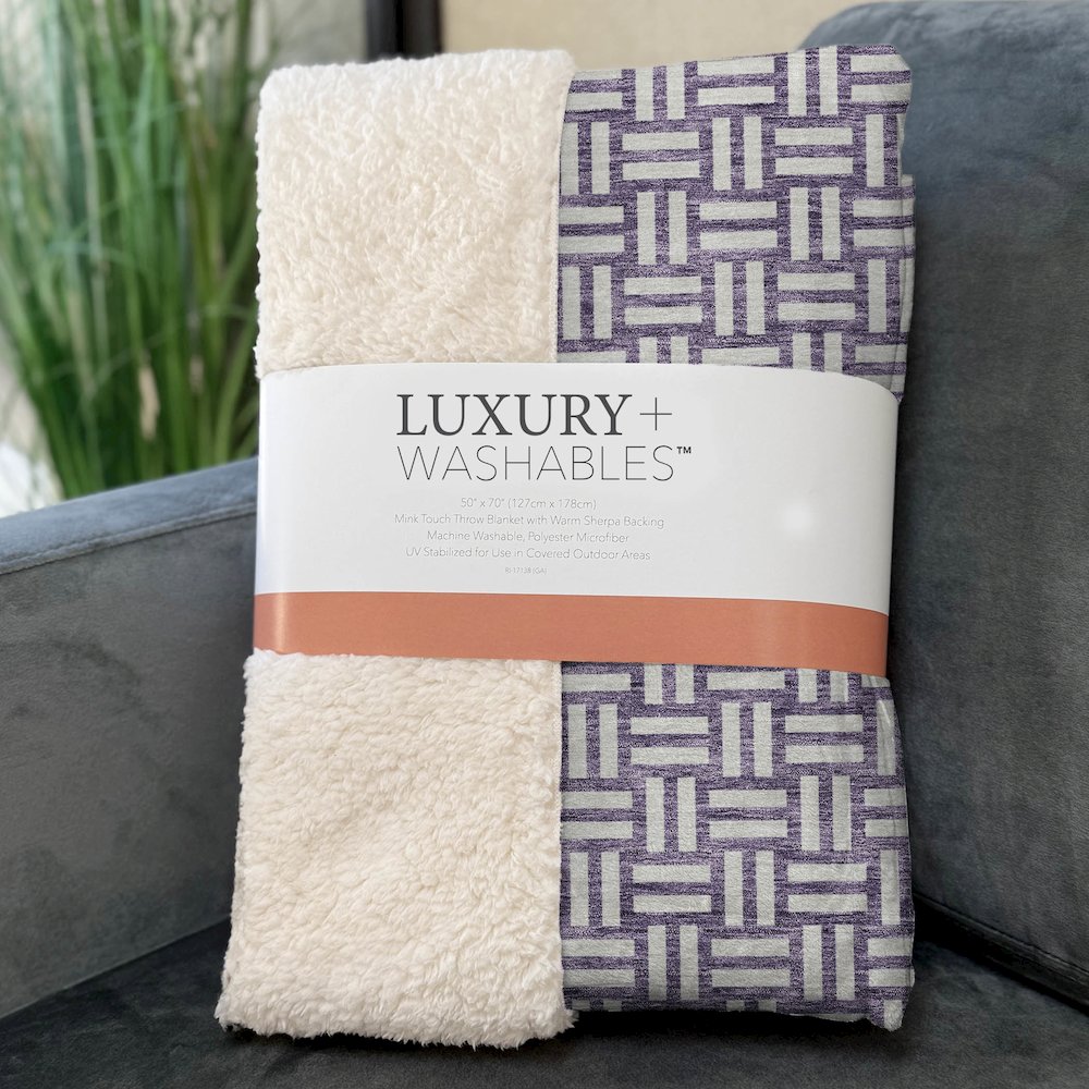 Premium Machine Washable ASB925 Purple 50" x 70" Sherpa Throw Blanket