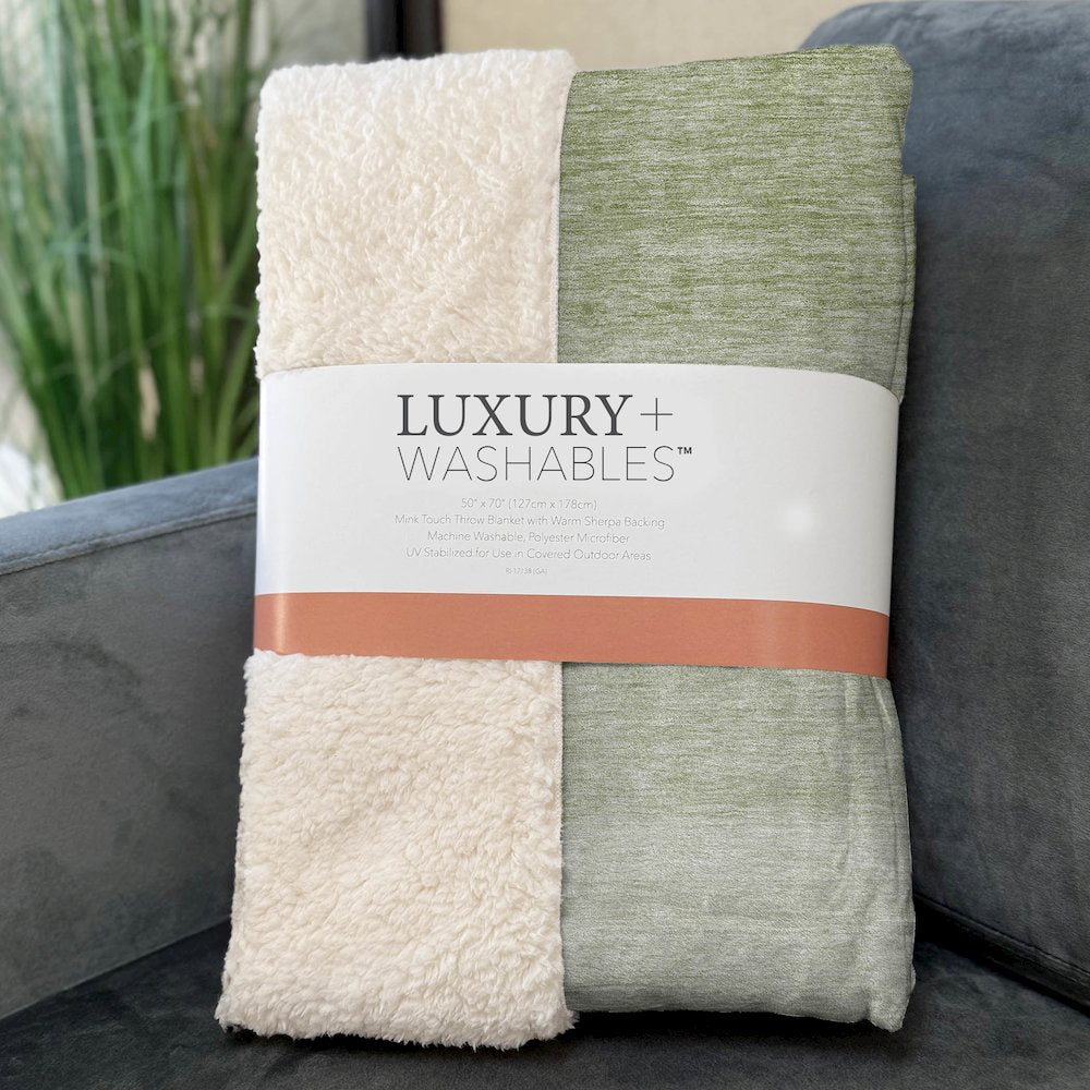 Premium Machine Washable ASB928 Green 50" x 70" Sherpa Throw Blanket