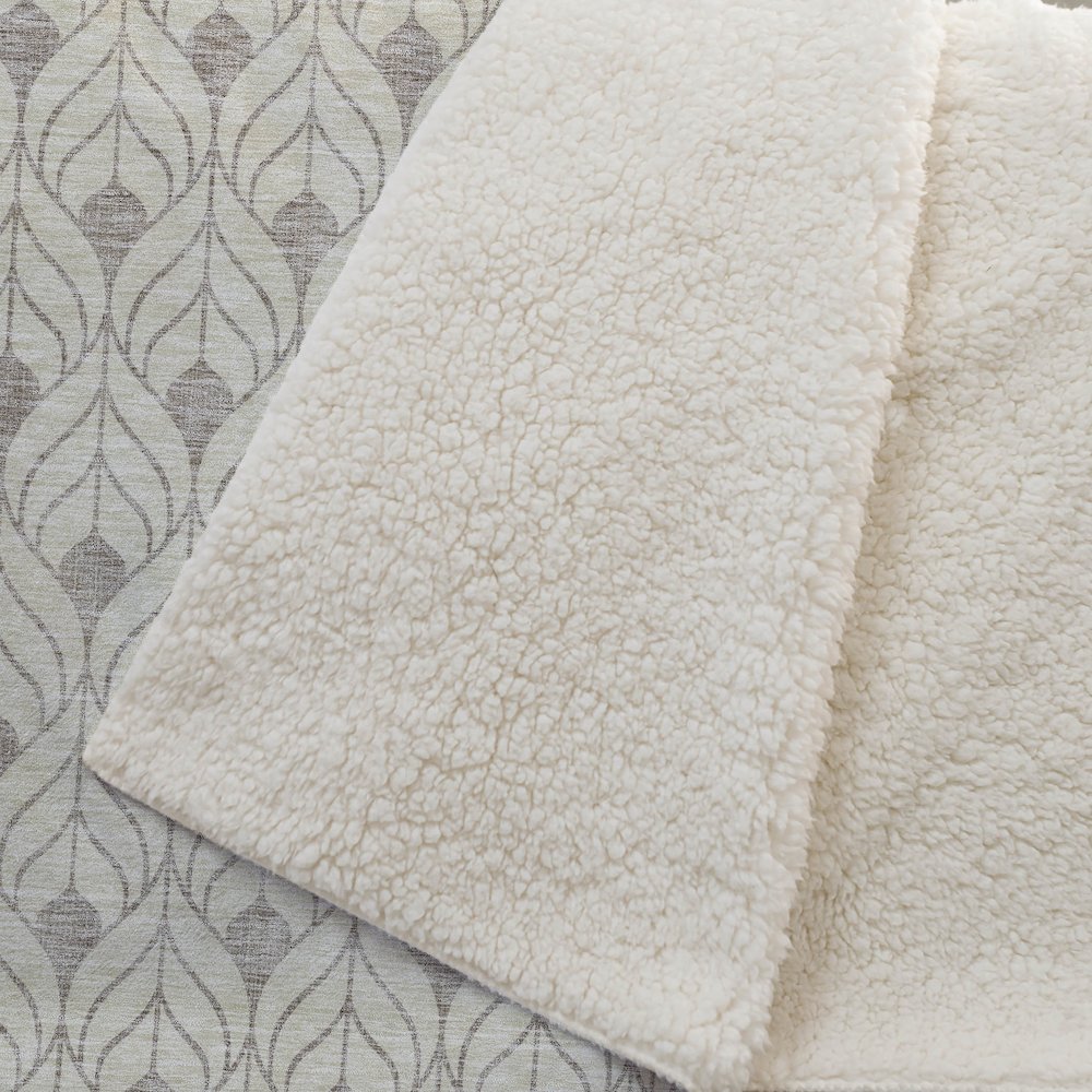 Premium Machine Washable ASB931 Beige 50" x 70" Sherpa Throw Blanket