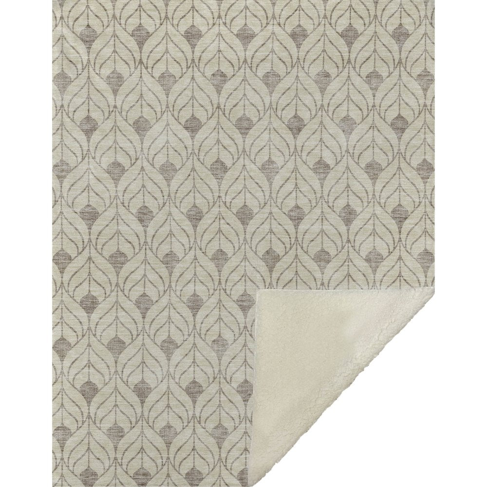 Premium Machine Washable ASB931 Beige 50" x 70" Sherpa Throw Blanket