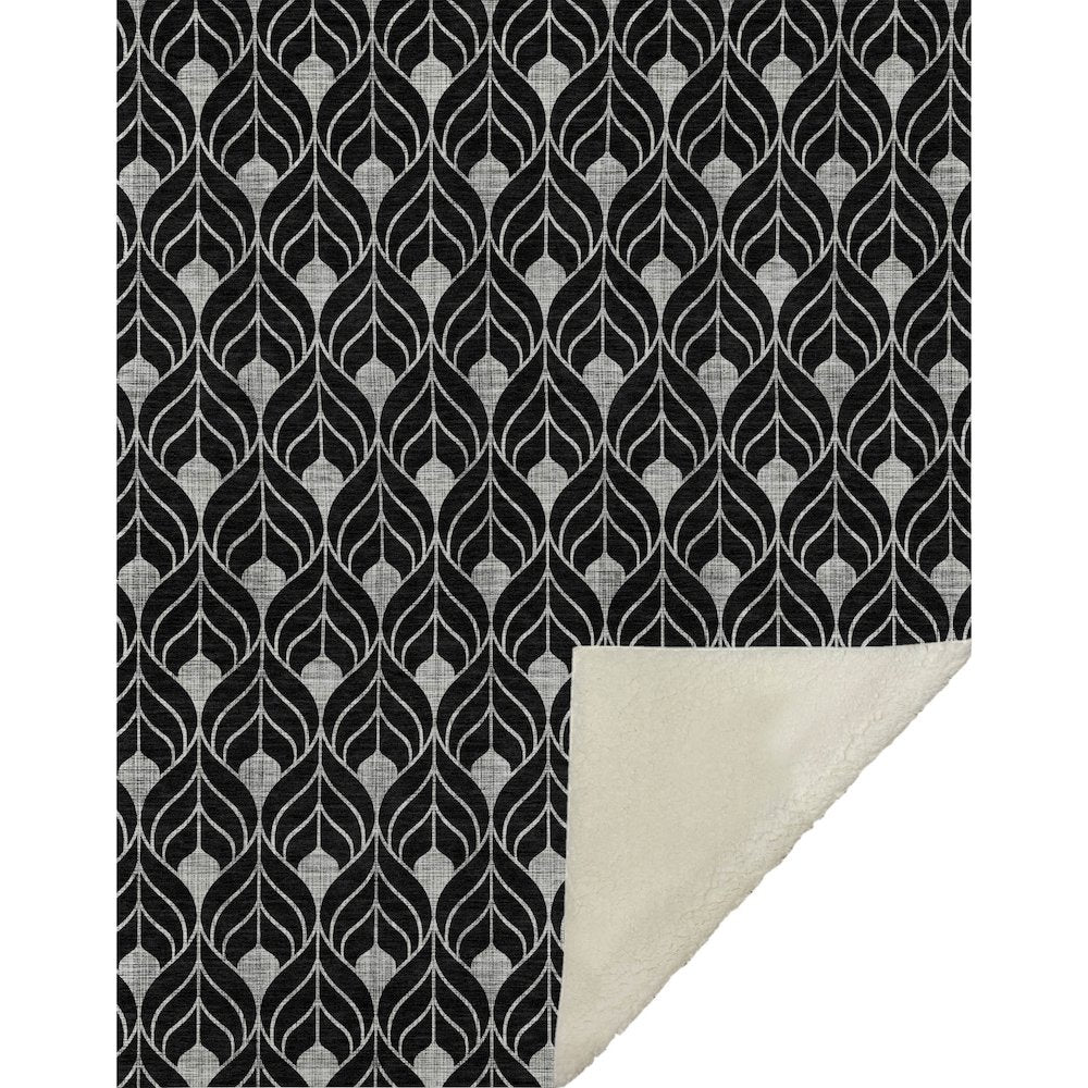 Premium Machine Washable ASB931 Black 50" x 70" Sherpa Throw Blanket