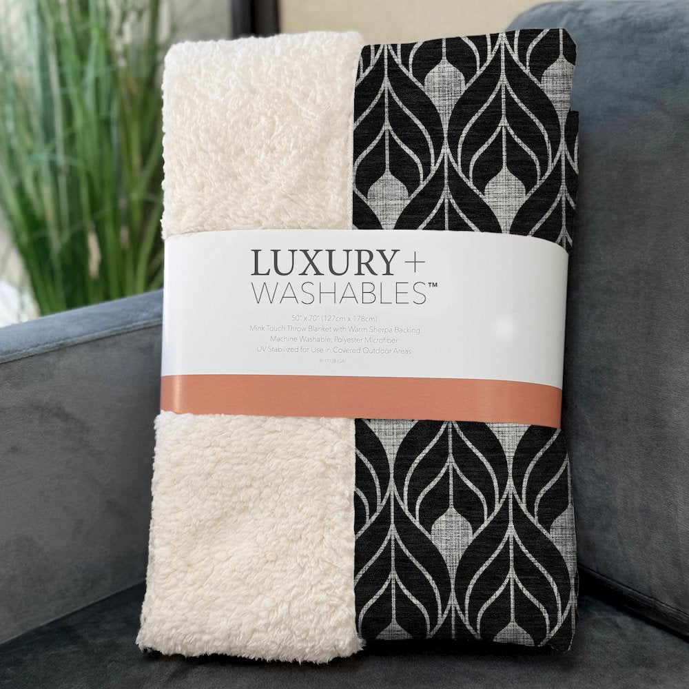 Premium Machine Washable ASB931 Black 50" x 70" Sherpa Throw Blanket