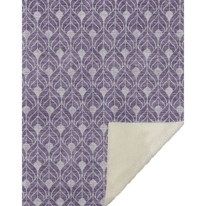 Premium Machine Washable ASB931 Purple 50" x 70" Sherpa Throw Blanket
