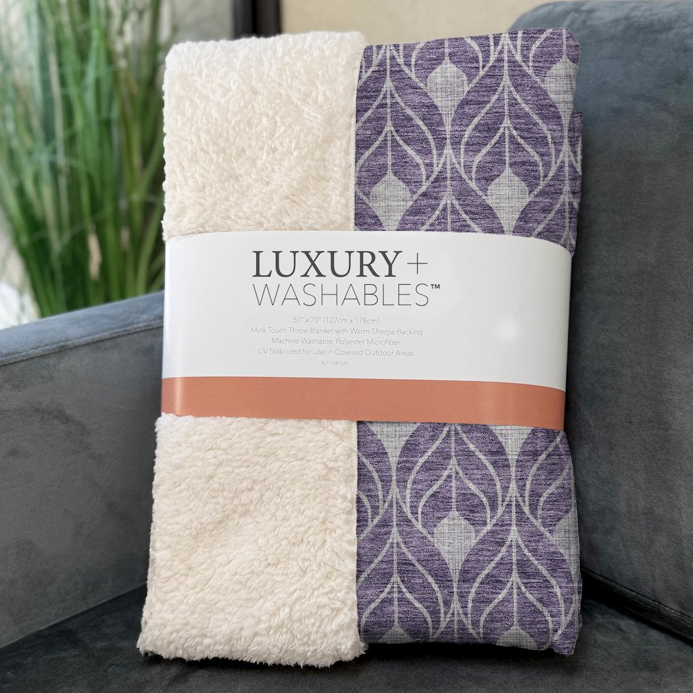 Premium Machine Washable ASB931 Purple 50" x 70" Sherpa Throw Blanket