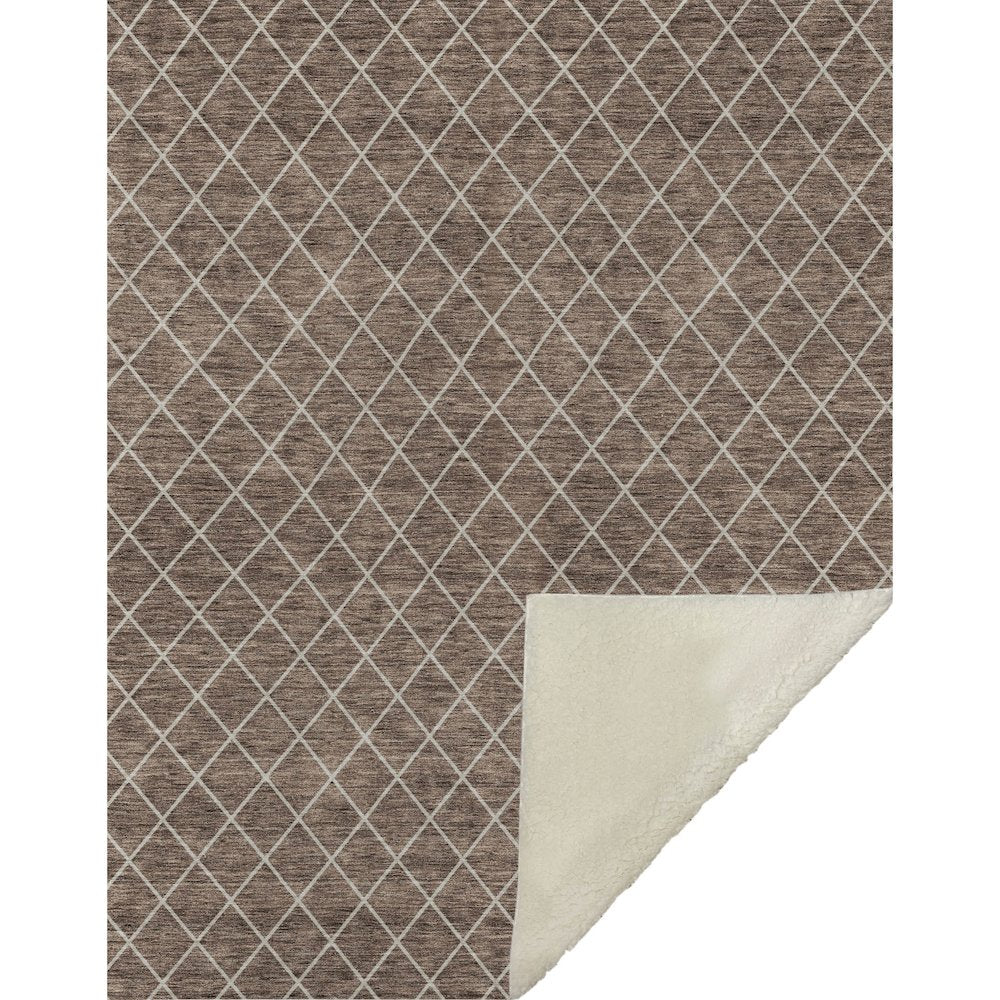 Premium Machine Washable ASB932 Brown 50" x 70" Sherpa Throw Blanket