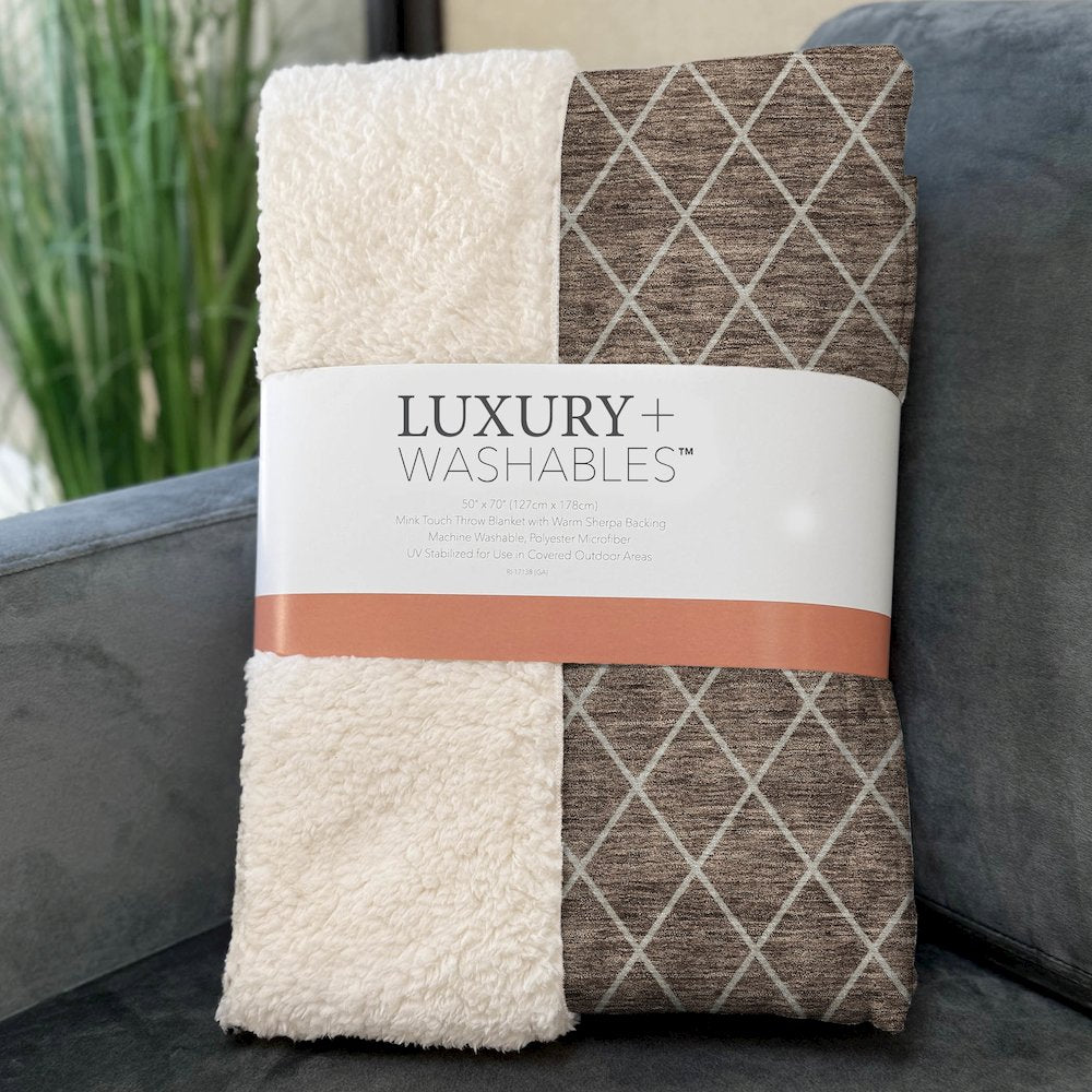 Premium Machine Washable ASB932 Brown 50" x 70" Sherpa Throw Blanket