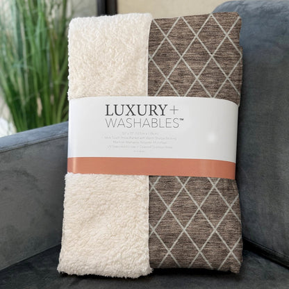 Premium Machine Washable ASB932 Brown 50" x 70" Sherpa Throw Blanket
