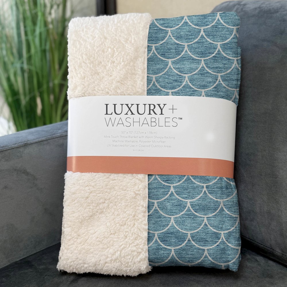 Premium Machine Washable ASB933 Teal 50" x 70" Sherpa Throw Blanket