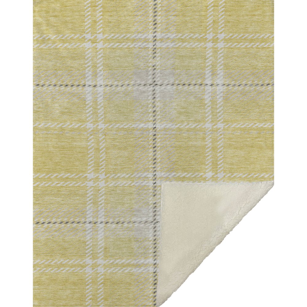Premium Machine Washable ASB935 Yellow 50" x 70" Sherpa Throw Blanket