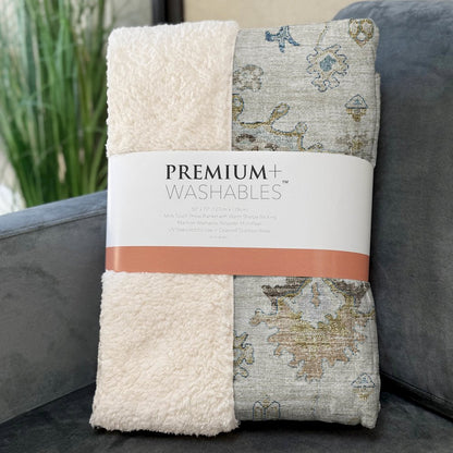 Premium Machine Washable ASB96 Linen 50" x 70" Sherpa Throw Blanket
