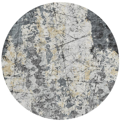 Indoor/Outdoor Accord AAC33 Black Washable 8' x 8' Round Rug