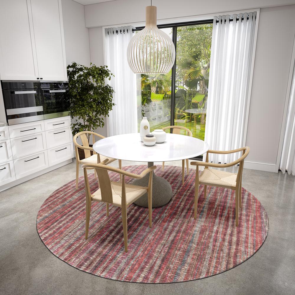 Waverly Burgundy Contemporary Striped 8' x 8' Round Rug Burgundy AWA31