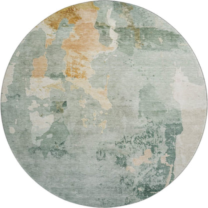 Luxury Washable Indoor/Outdoor Bresca Seafoam 8' x 8' Round Rug
