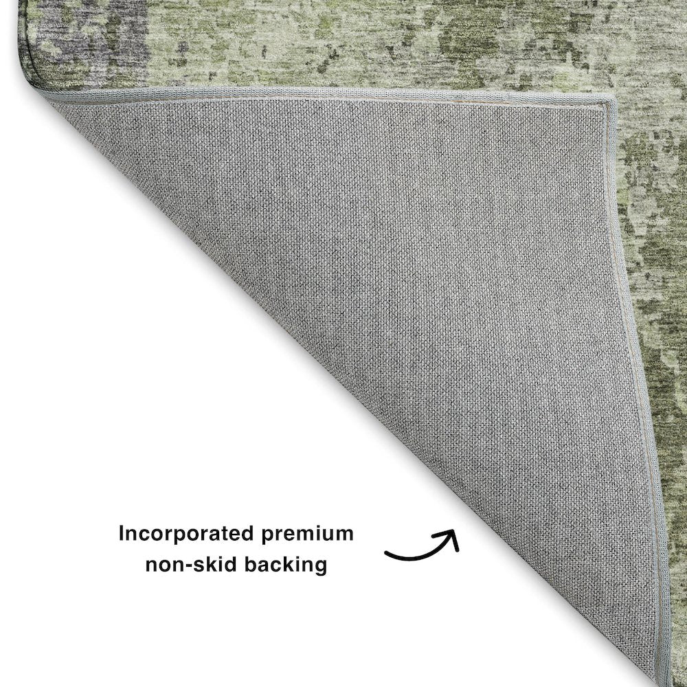 Luxury Washable Indoor/Outdoor Bresca Green 1'8" x 2'6" Rug