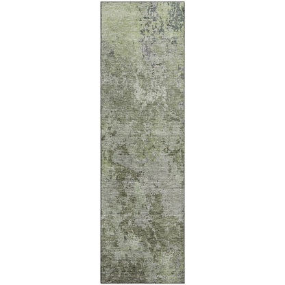 Luxury Washable Indoor/Outdoor Bresca Green 2'3" x 7'6" Runner Rug