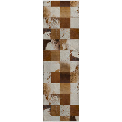 Luxury Washable Indoor/Outdoor Bozeman Brown 2'3" x 7'6" Runner Rug