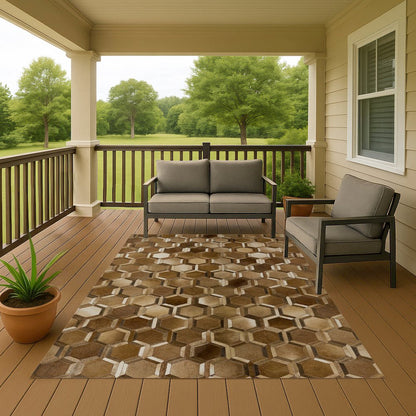 Luxury Washable Indoor/Outdoor Bozeman Brown 2'6" x 3'10" Rug
