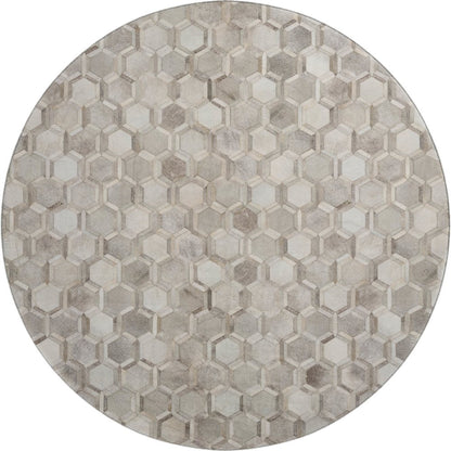 Luxury Washable Indoor/Outdoor Bozeman Gray 8' x 8' Round Rug