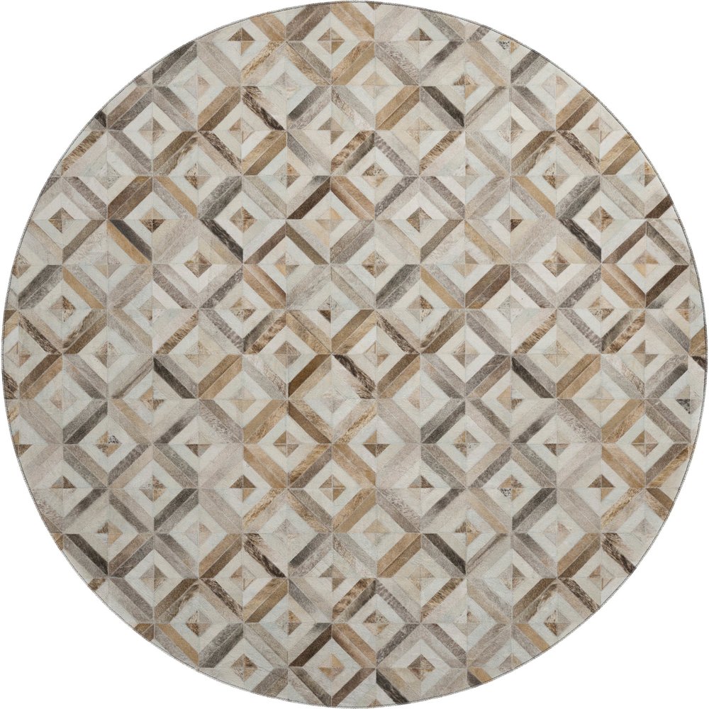 Luxury Washable Indoor/Outdoor Bozeman Gray 8' x 8' Round Rug