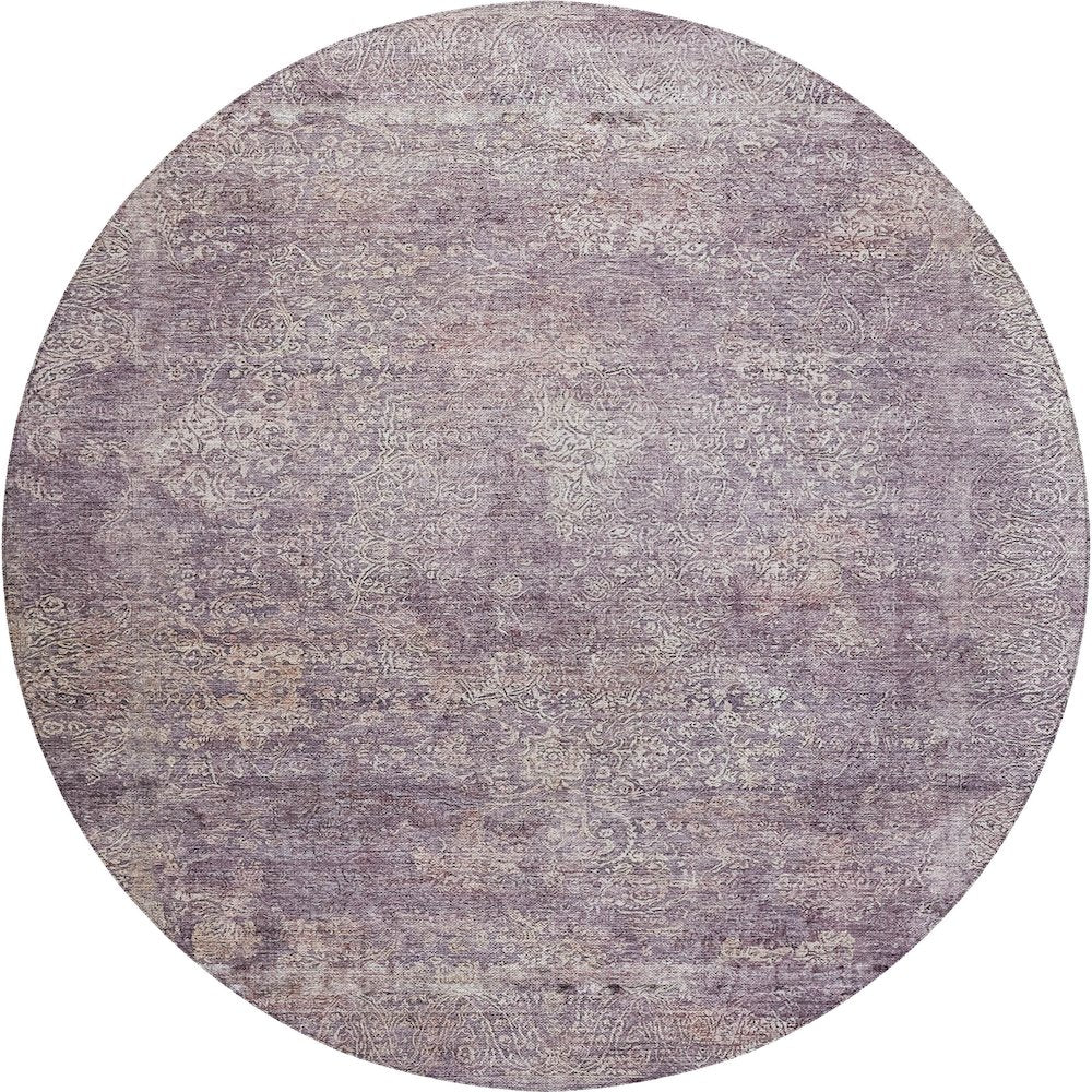 Luxury Washable Indoor/Outdoor Burano Plum 8' x 8' Round Rug