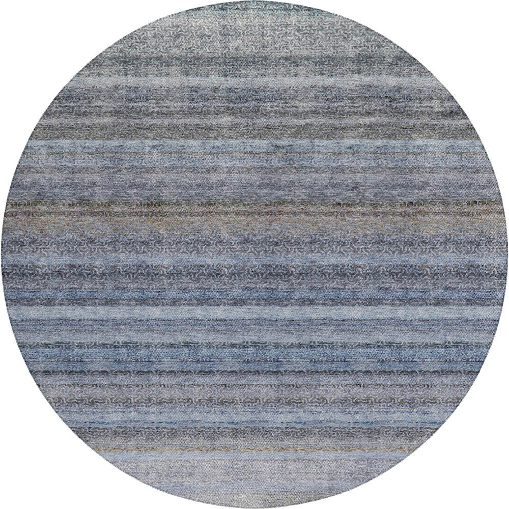 Luxury Washable Indoor/Outdoor Burano Blue 8' x 8' Round Rug