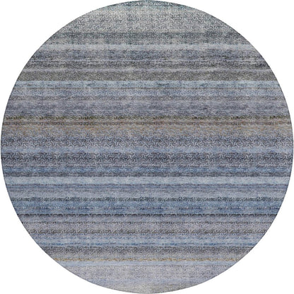 Luxury Washable Indoor/Outdoor Burano Blue 8' x 8' Round Rug