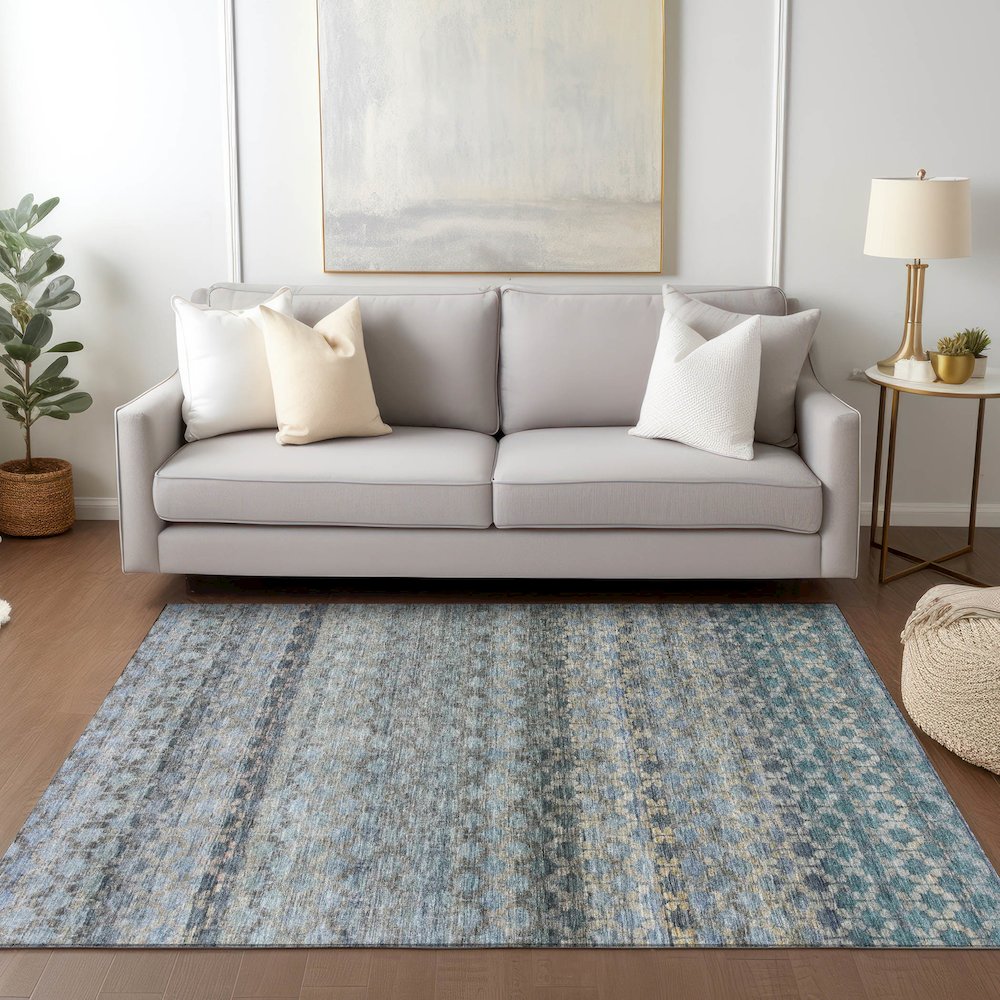 Luxury Washable Indoor/Outdoor Burano Blue 2'6" x 3'10" Rug